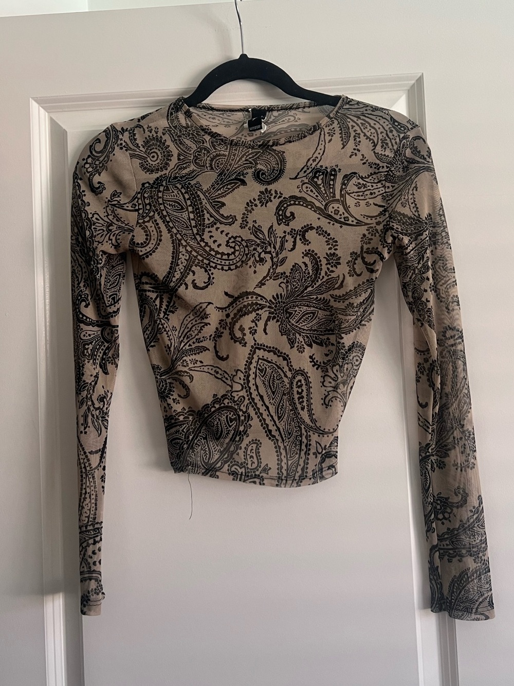 Windsor Beige Long Sleeve Paisley Print Top